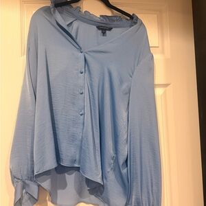 Women's Blue Button-Up Blouse